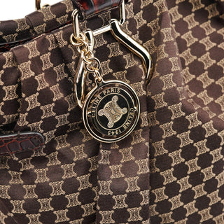 Celine Brown Monogram Croc Embossed 2-Way Bag