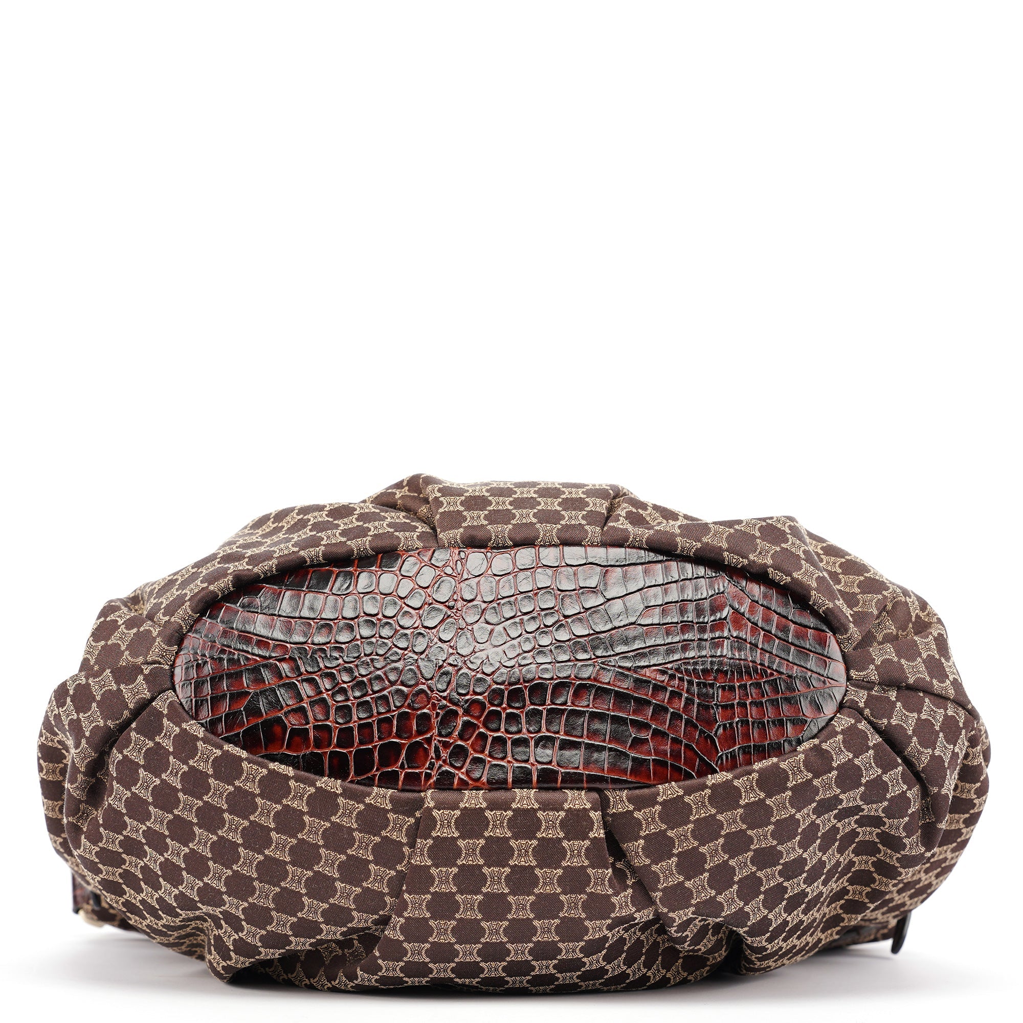 Celine Brown Monogram Croc Embossed 2-Way Bag