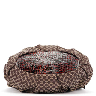 Celine Brown Monogram Croc Embossed 2-Way Bag