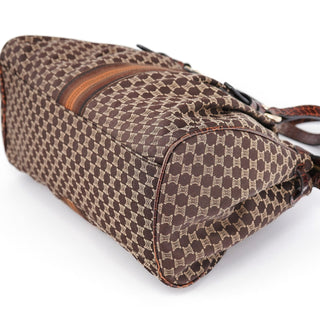 Celine Brown Monogram Croc Embossed Tote Bag