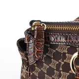 Celine Brown Monogram Croc Embossed Tote Bag