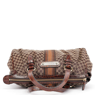 Celine Brown Monogram Croc Embossed Tote Bag