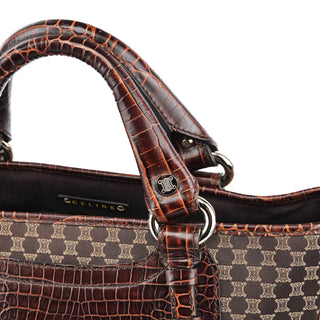Celine Brown Monogram Leather Boogie Tote Bag