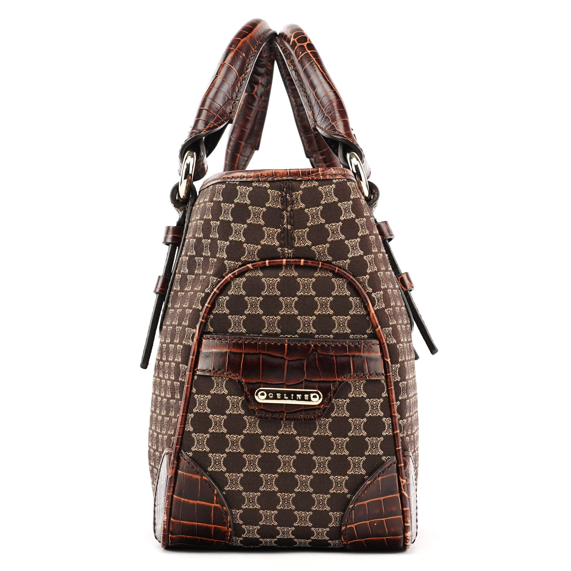 Celine Brown Monogram Leather Boogie Tote Bag