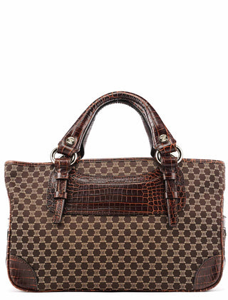 Celine Brown Monogram Leather Boogie Tote Bag