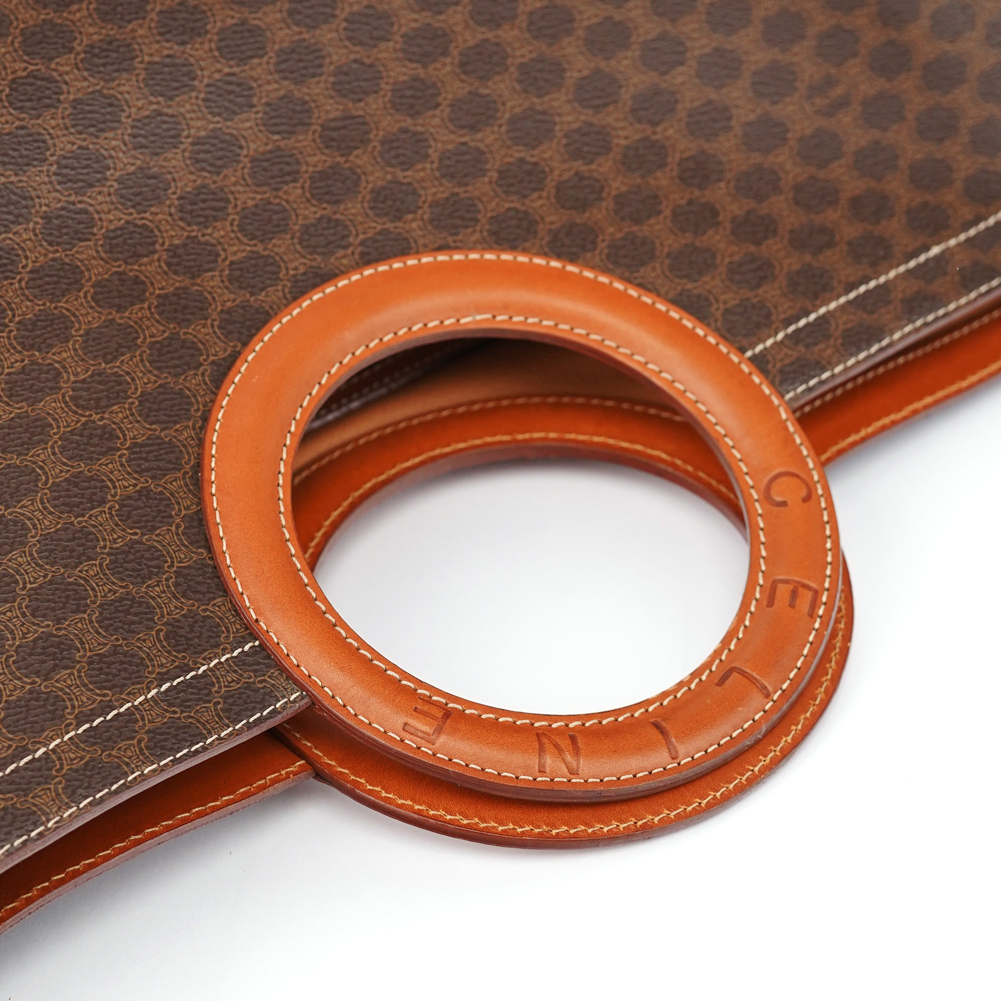 Celine Brown Monogram Round Handle Bag