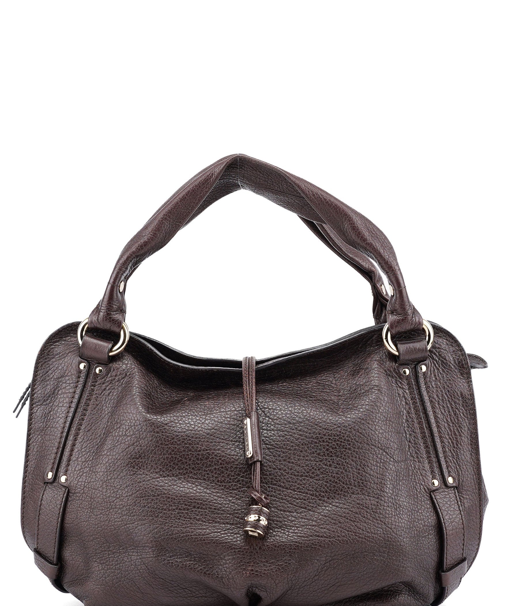 Celine Schultertasche aus braunem genarbtem Leder