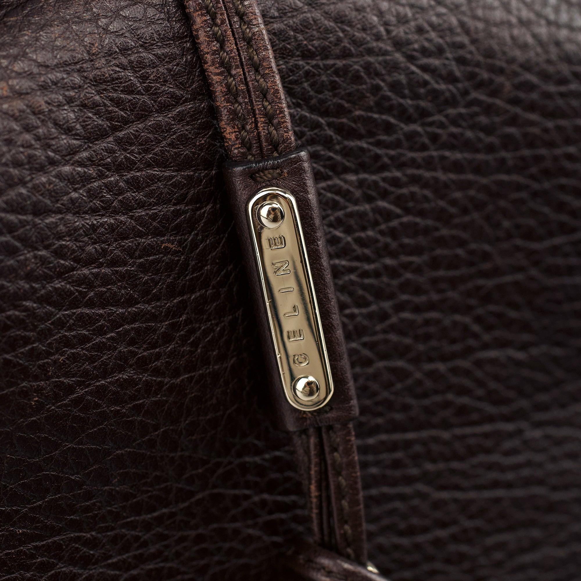 Celine Sac porté épaule en cuir grainé marron