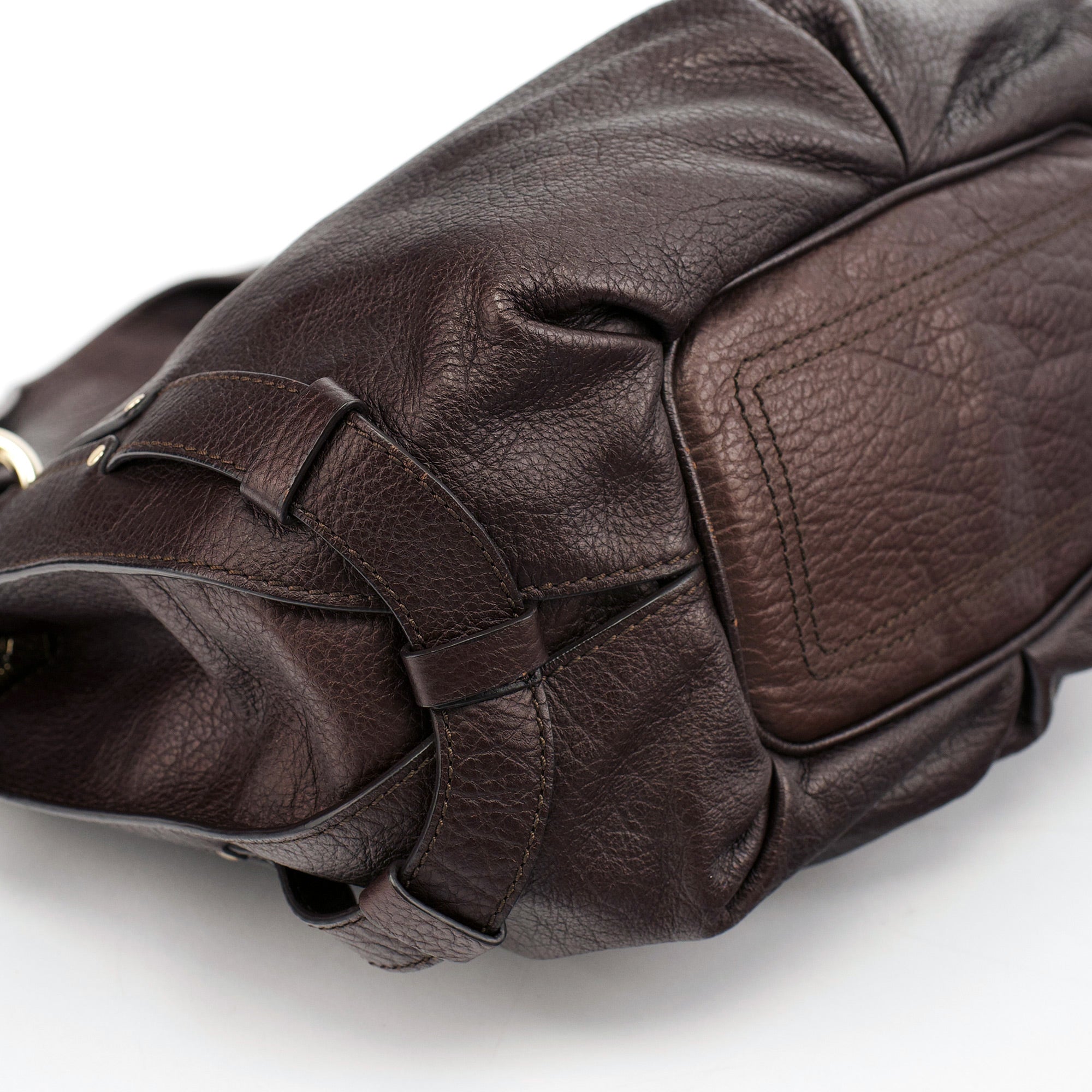 Celine Sac porté épaule en cuir grainé marron