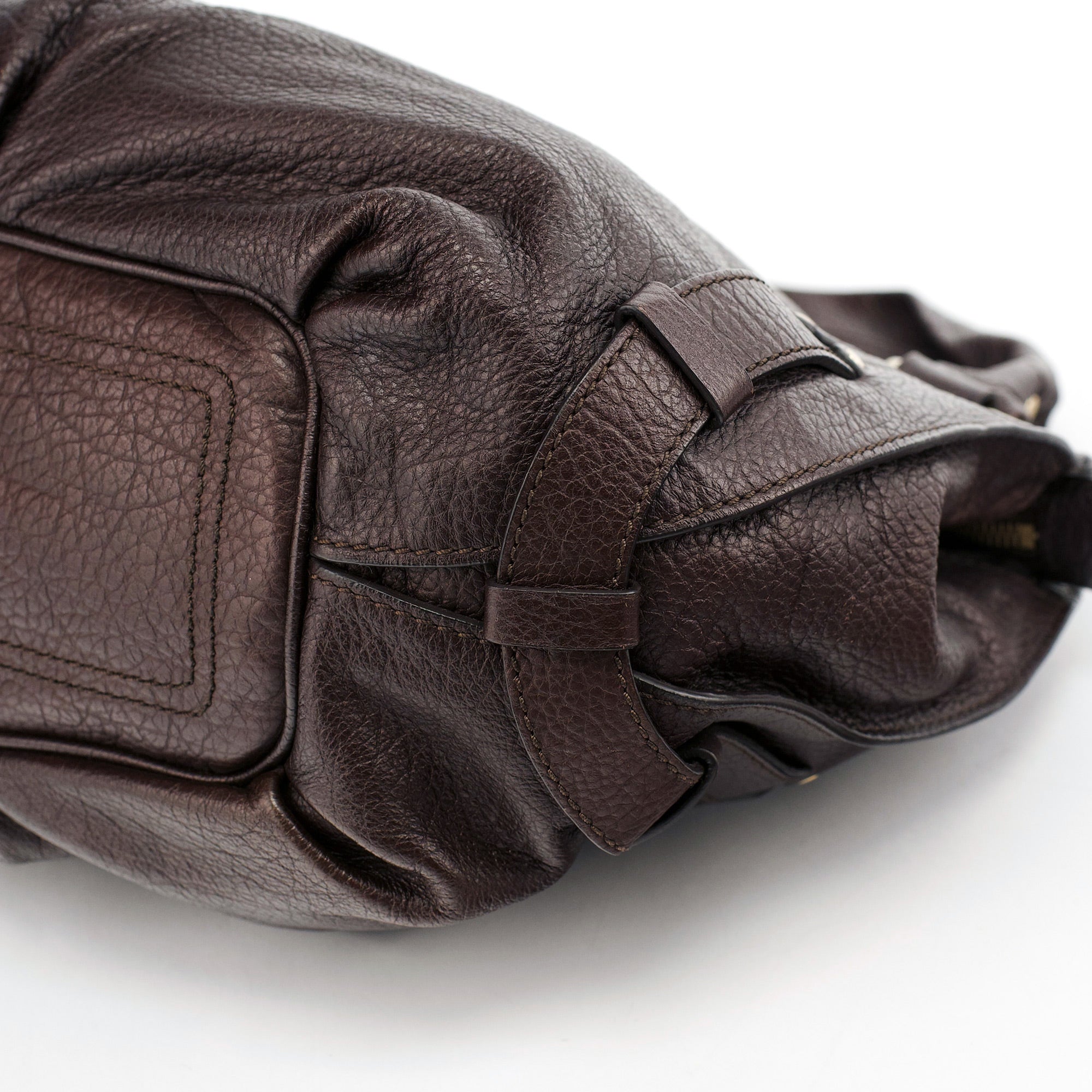 Celine Sac porté épaule en cuir grainé marron