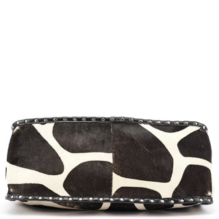 Celine Brown White Boogie Calfhair Tote Bag