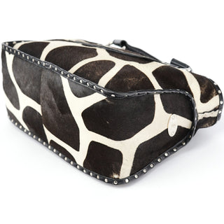 Celine Brown White Boogie Calfhair Tote Bag