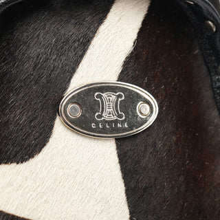 Celine Brown White Boogie Calfhair Tote Bag