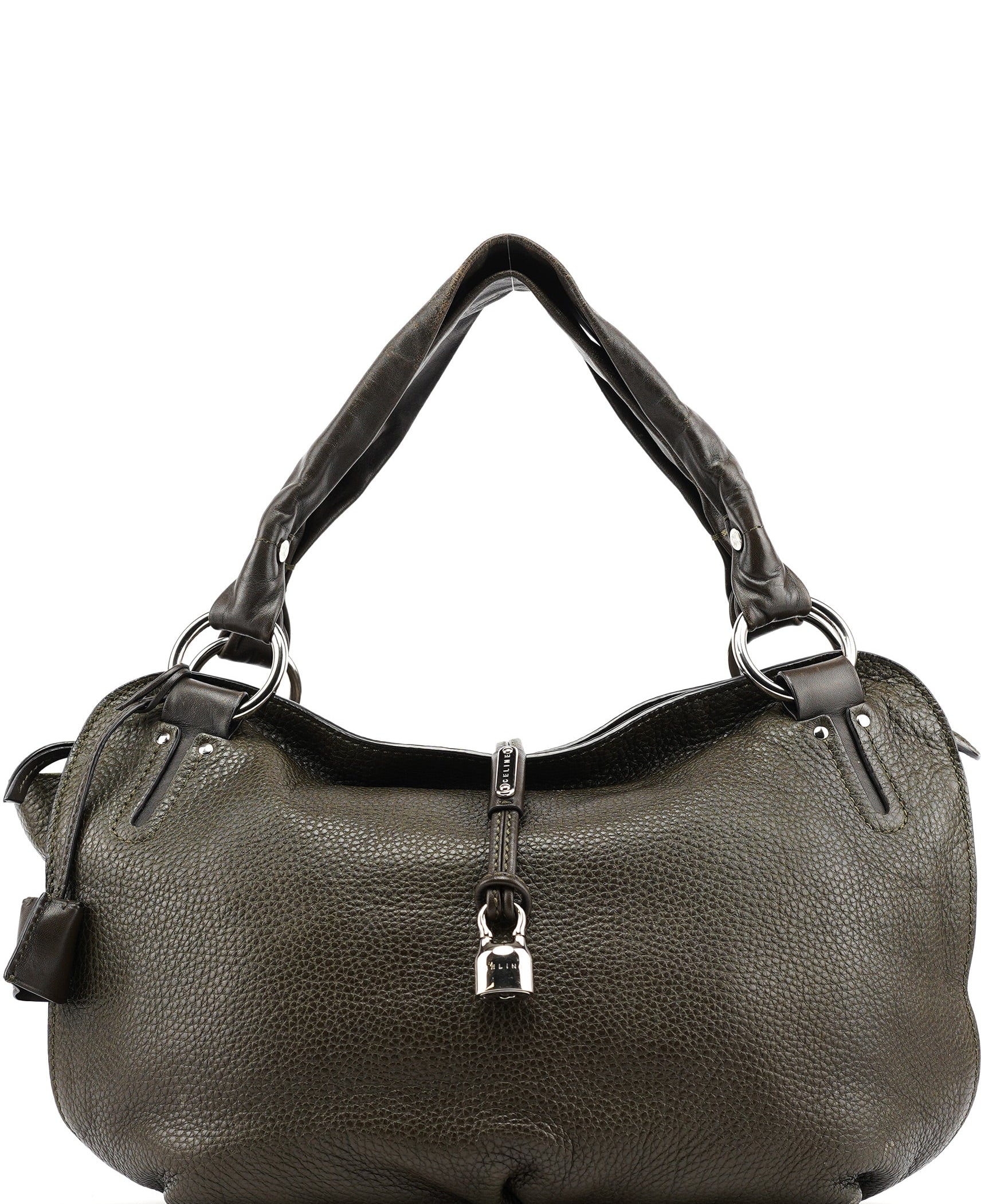 Celine Sac porté épaule Bittersweet en cuir vert foncé