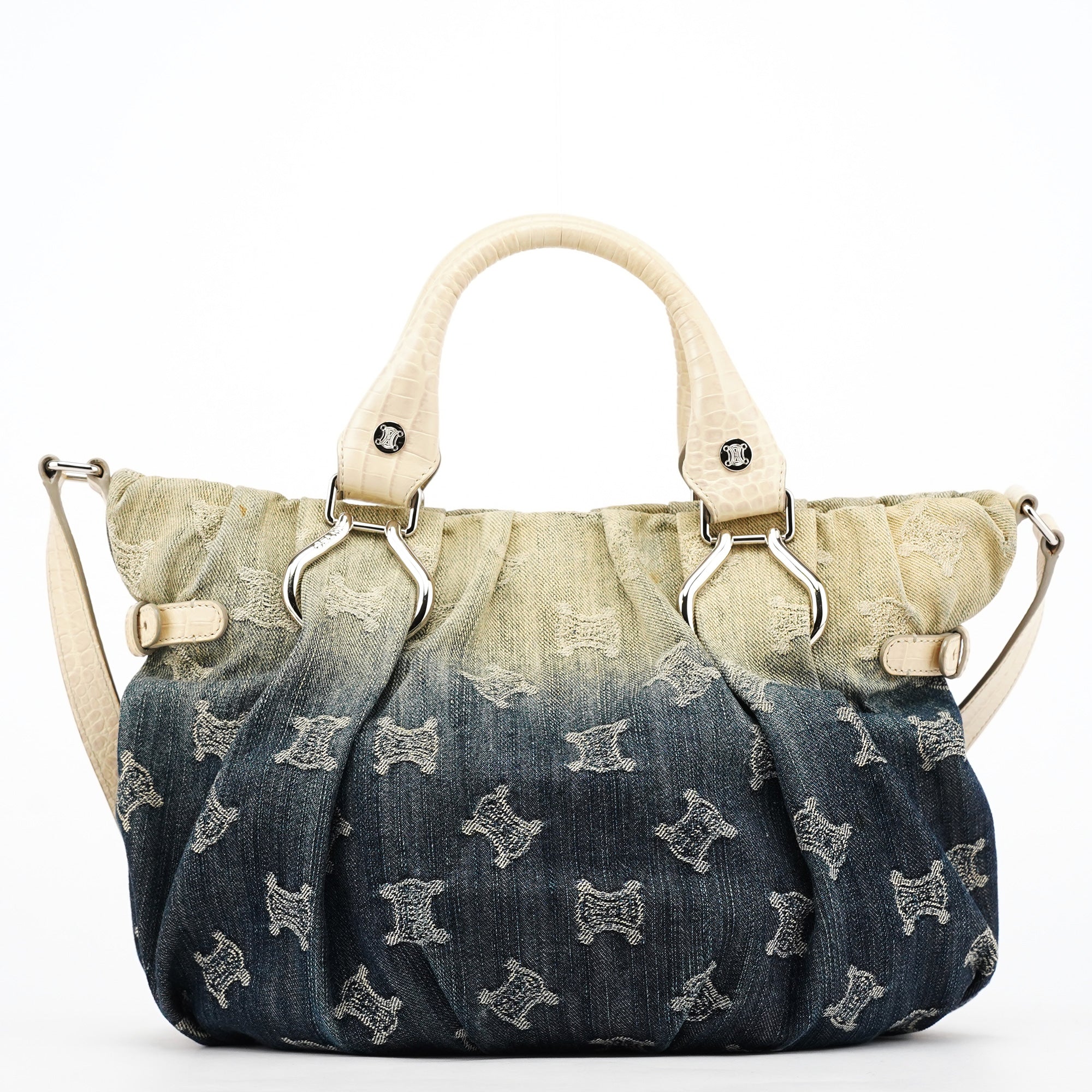 Celine Sac deux portés Pillow en denim monogramme dégradé