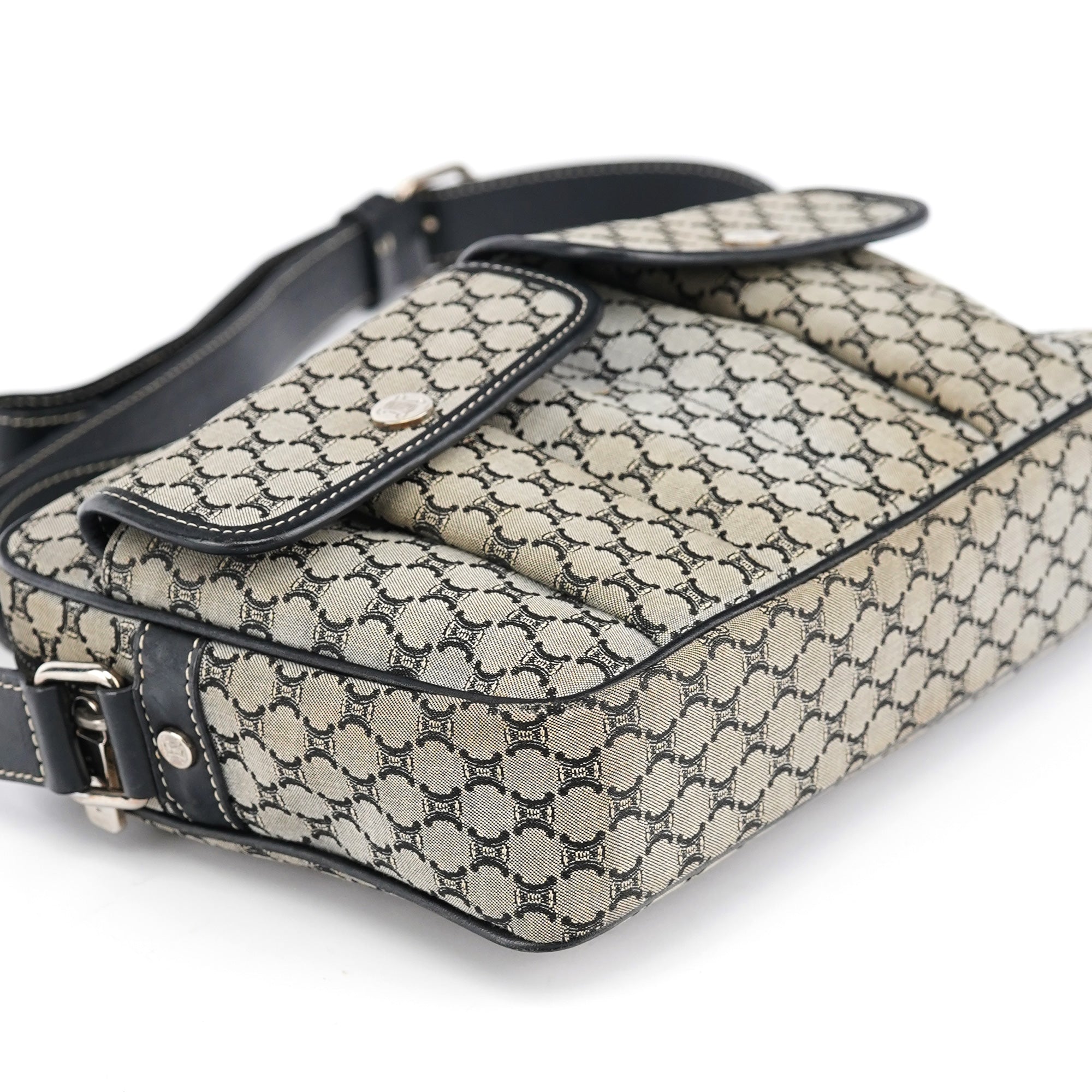 Celine Sac bandoulière Macadam en toile grise