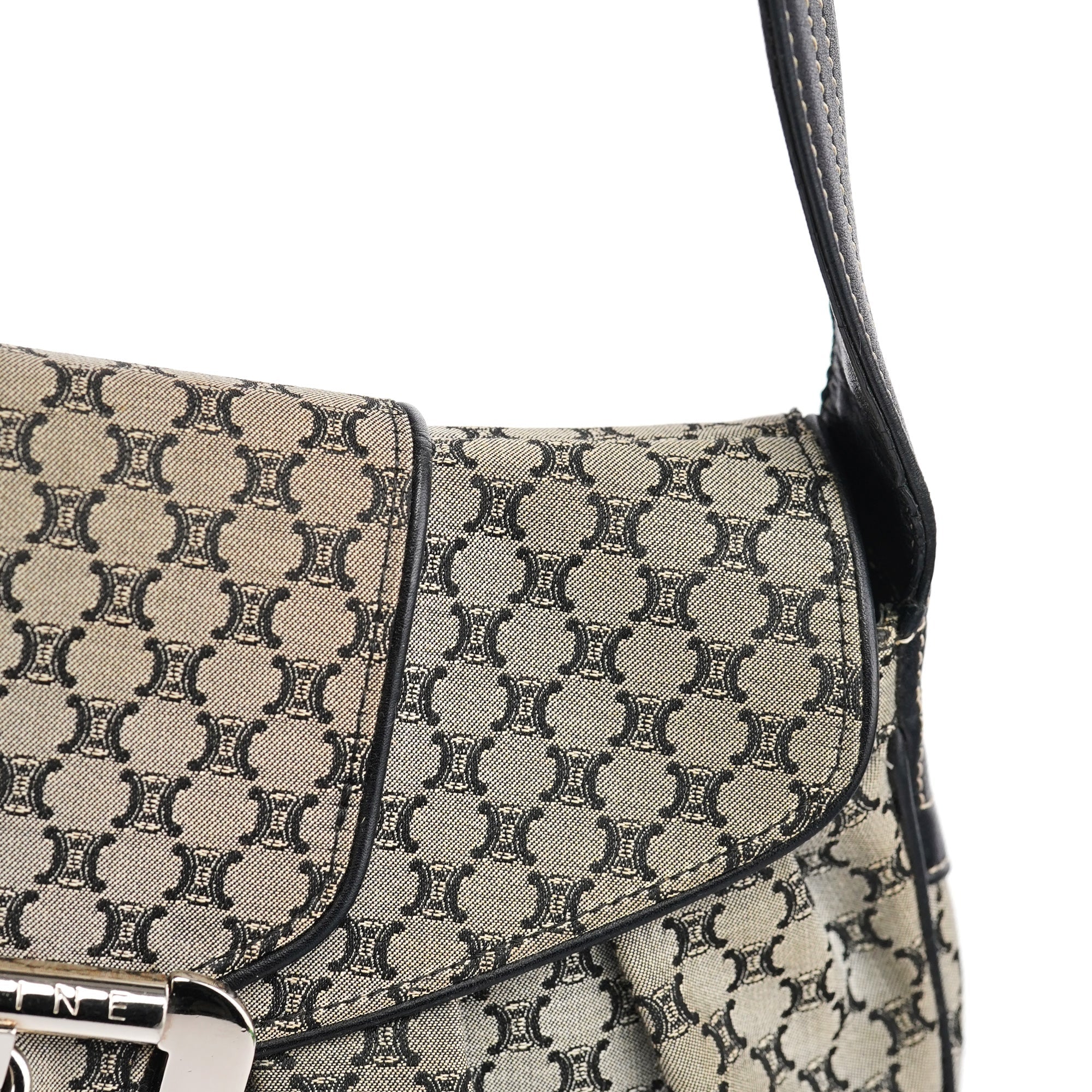 Celine Grey Macadam Monogram Shoulder Bag
