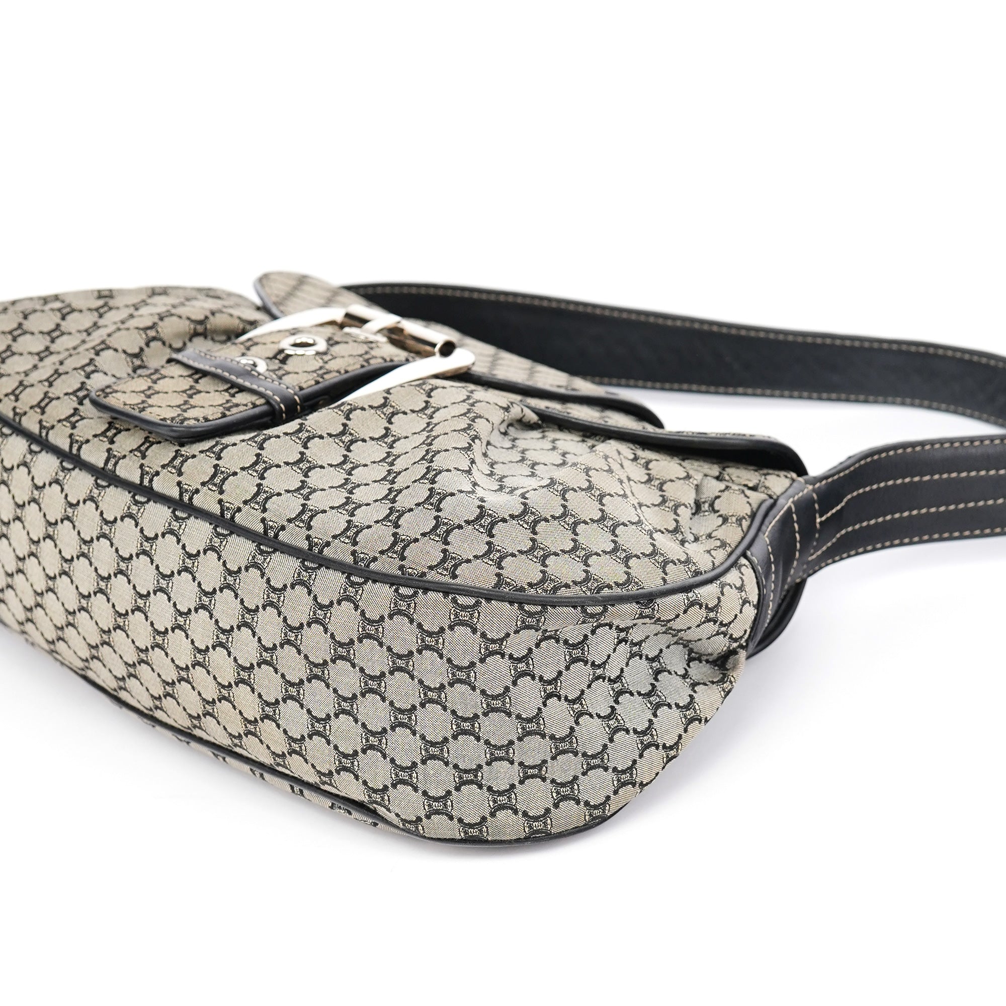 Celine Grey Macadam Monogram Shoulder Bag