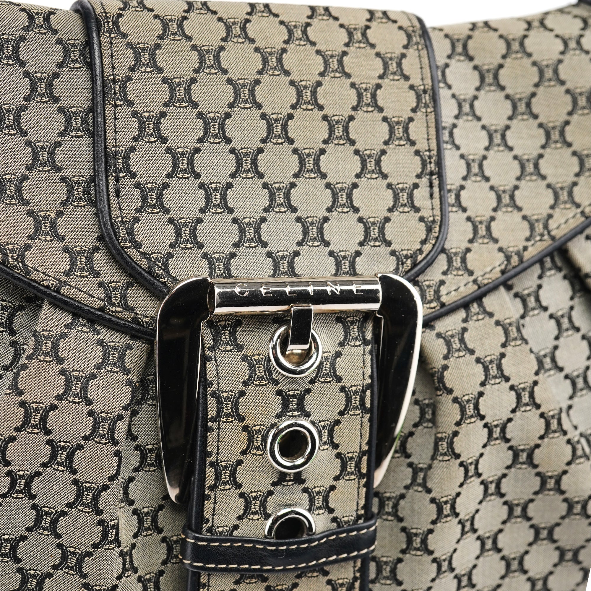 Celine Grey Macadam Monogram Shoulder Bag
