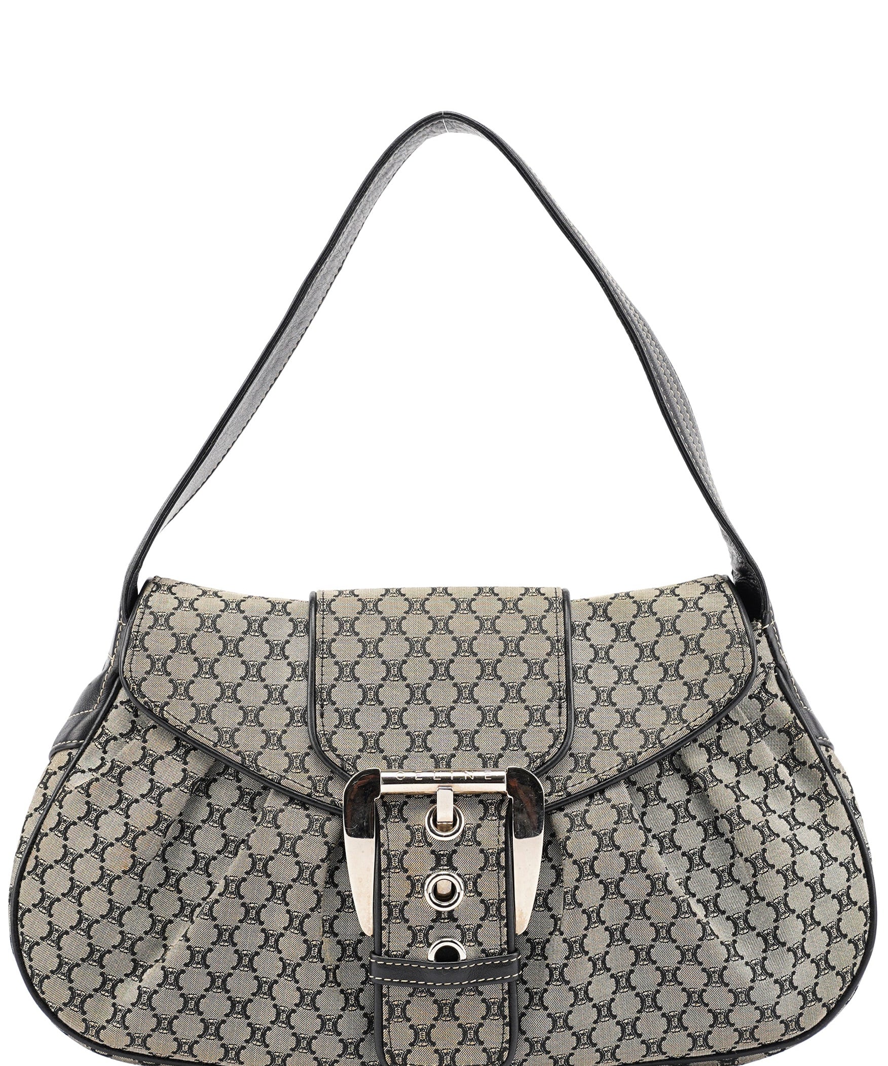 Celine Sac porté épaule en toile Macadam grise