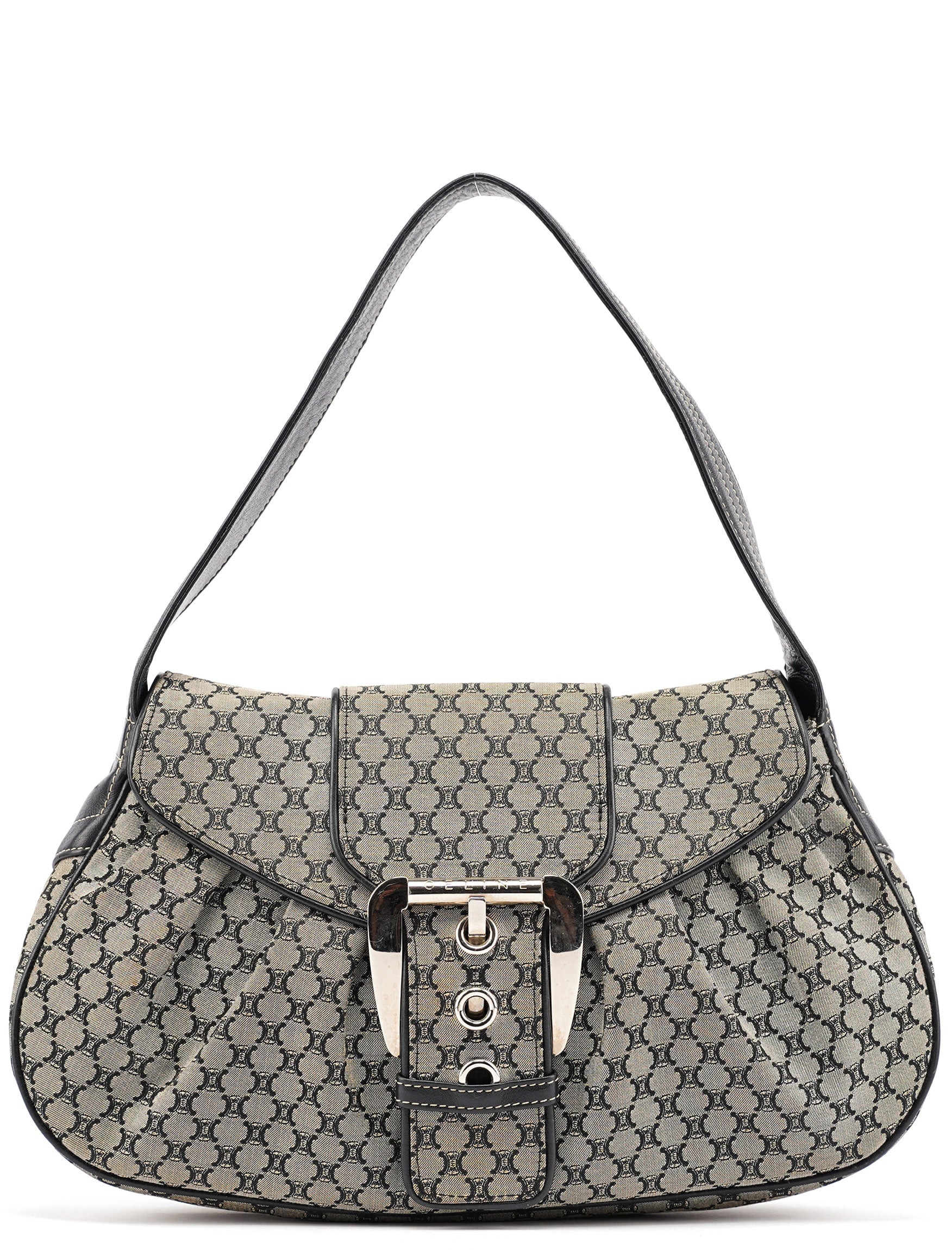 Celine Grey Macadam Monogram Shoulder Bag