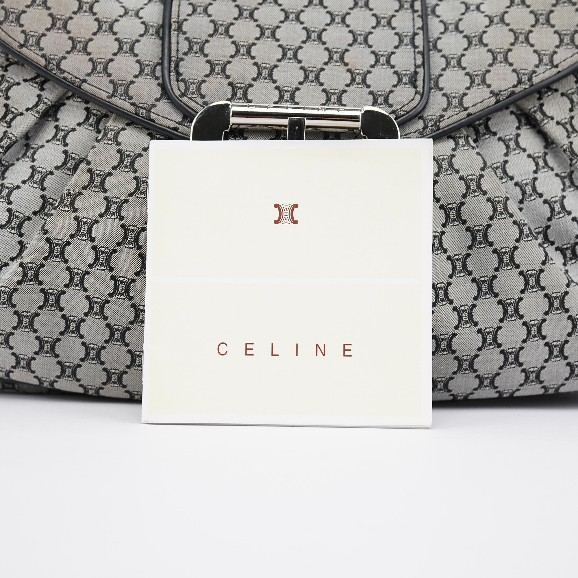 Celine Grey Macadam Monogram Shoulder Bag