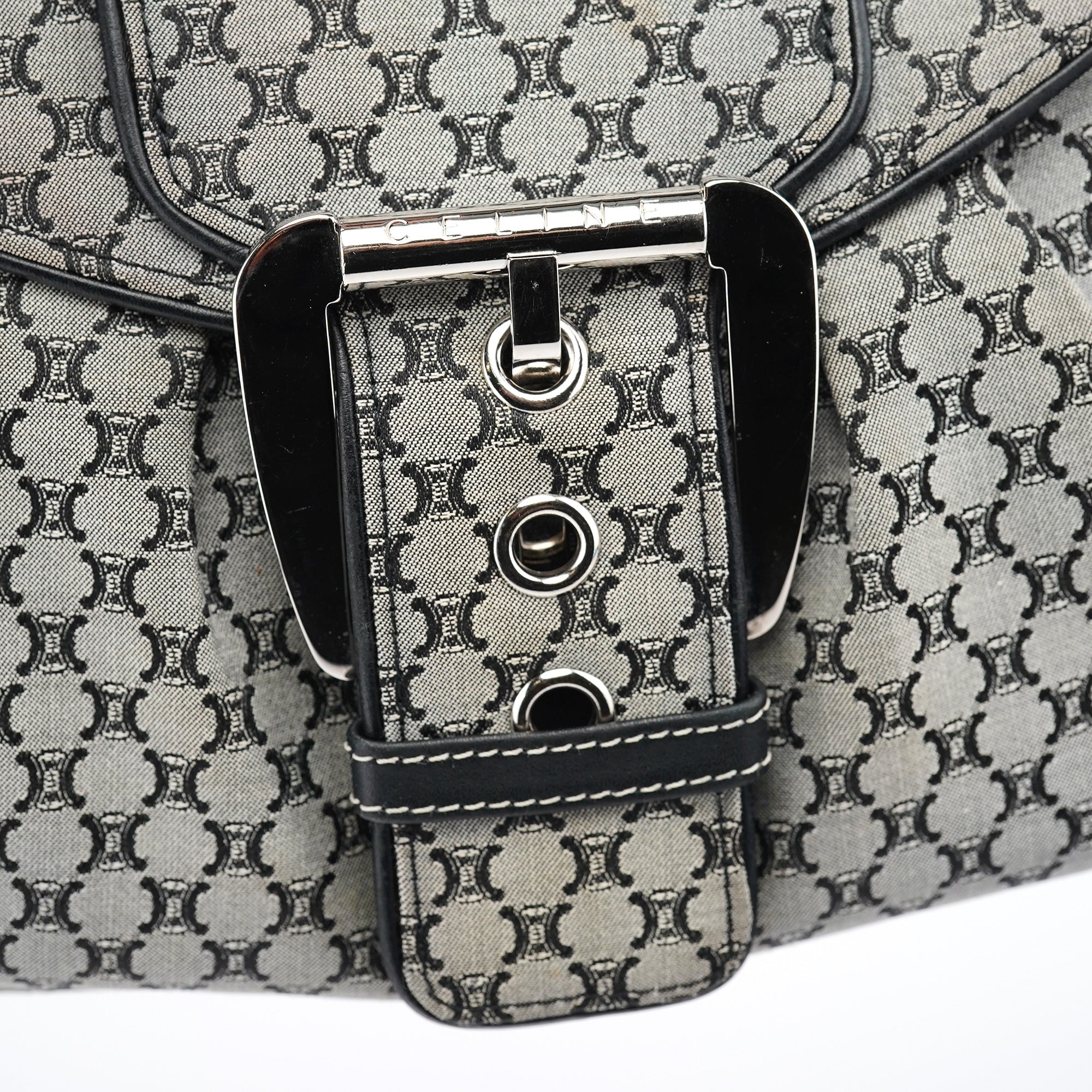 Celine Grey Macadam Monogram Shoulder Bag