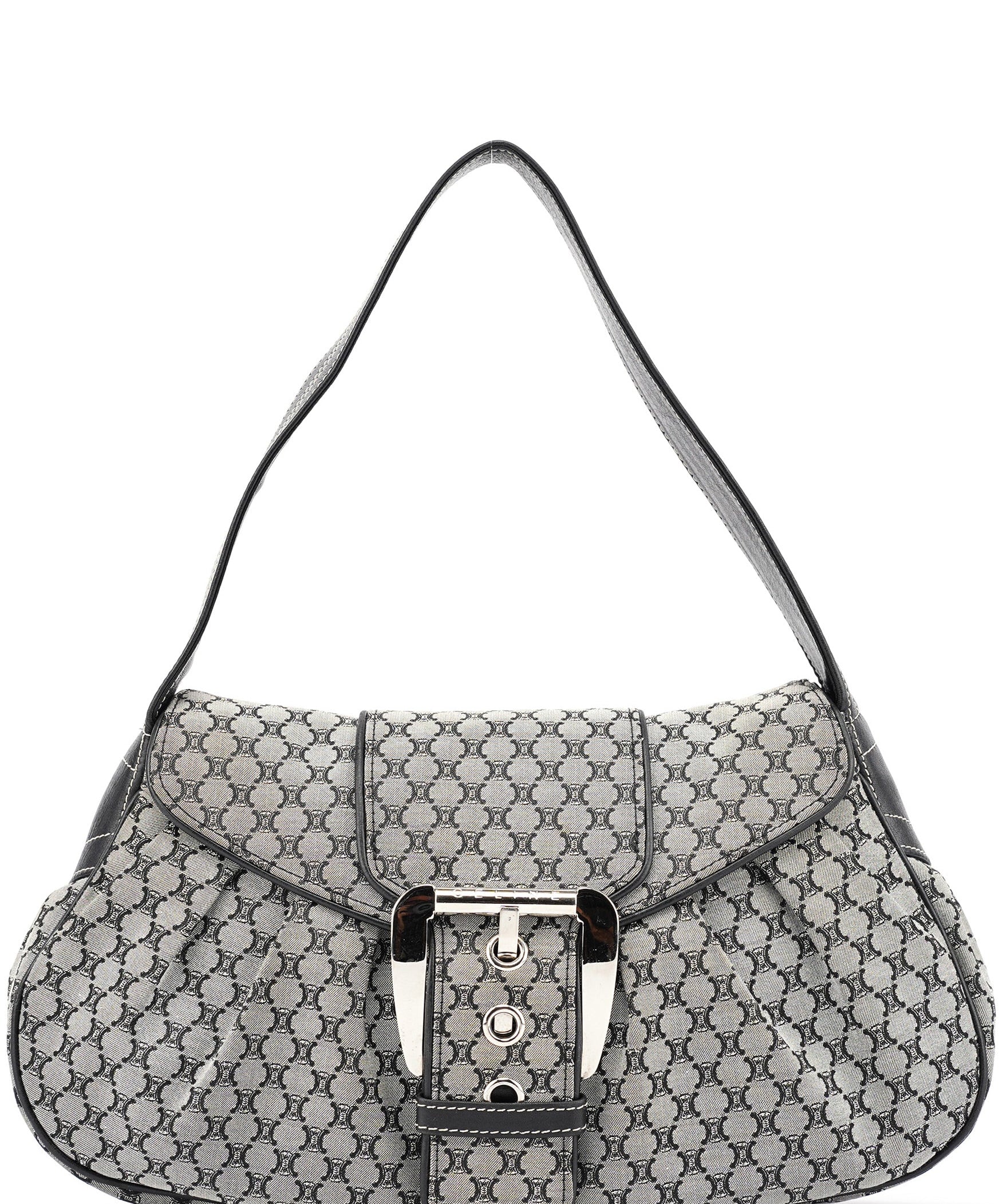 Celine Grey Macadam Monogram Shoulder Bag