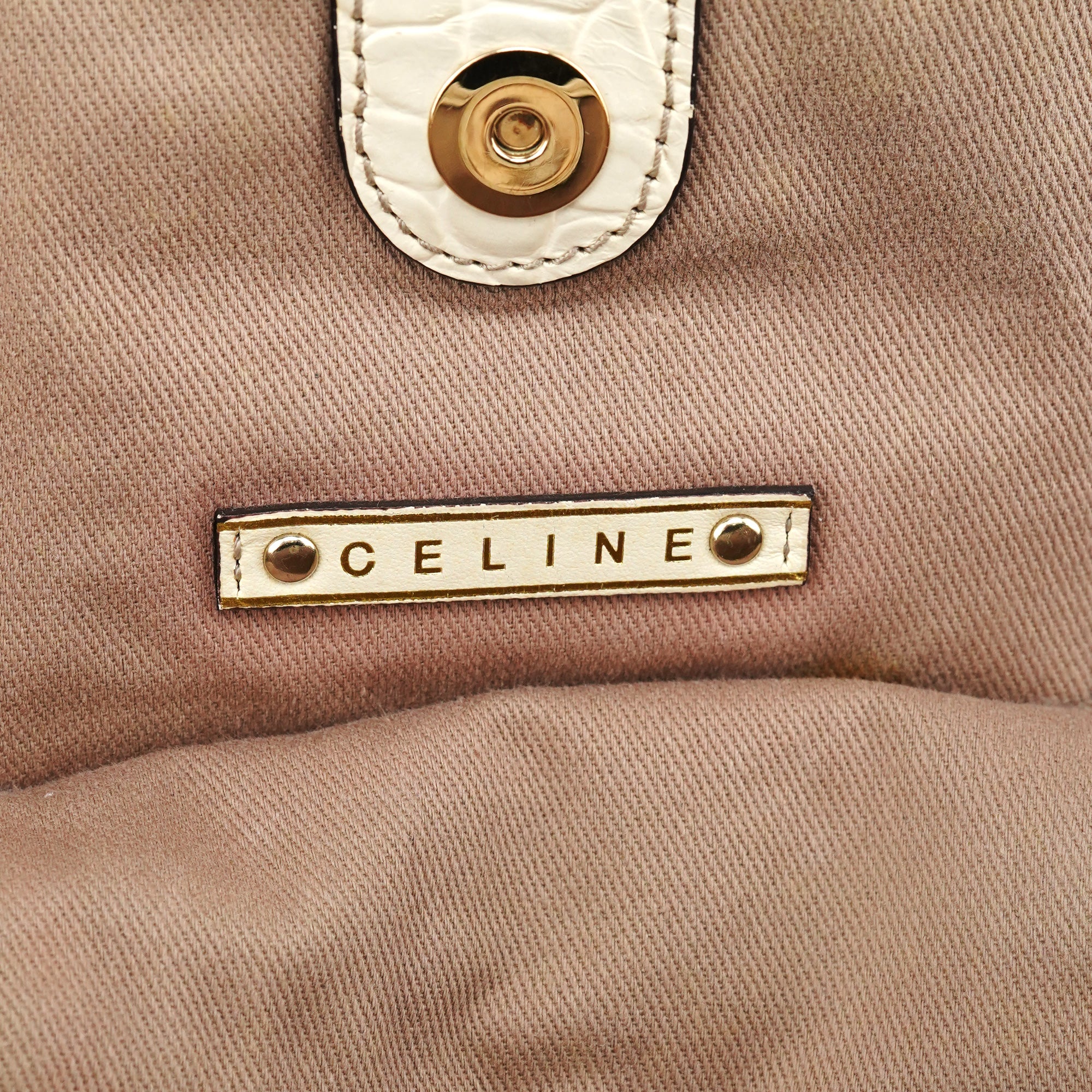 Celine Sac porté épaule Bittersweet en toile et cuir ivoire