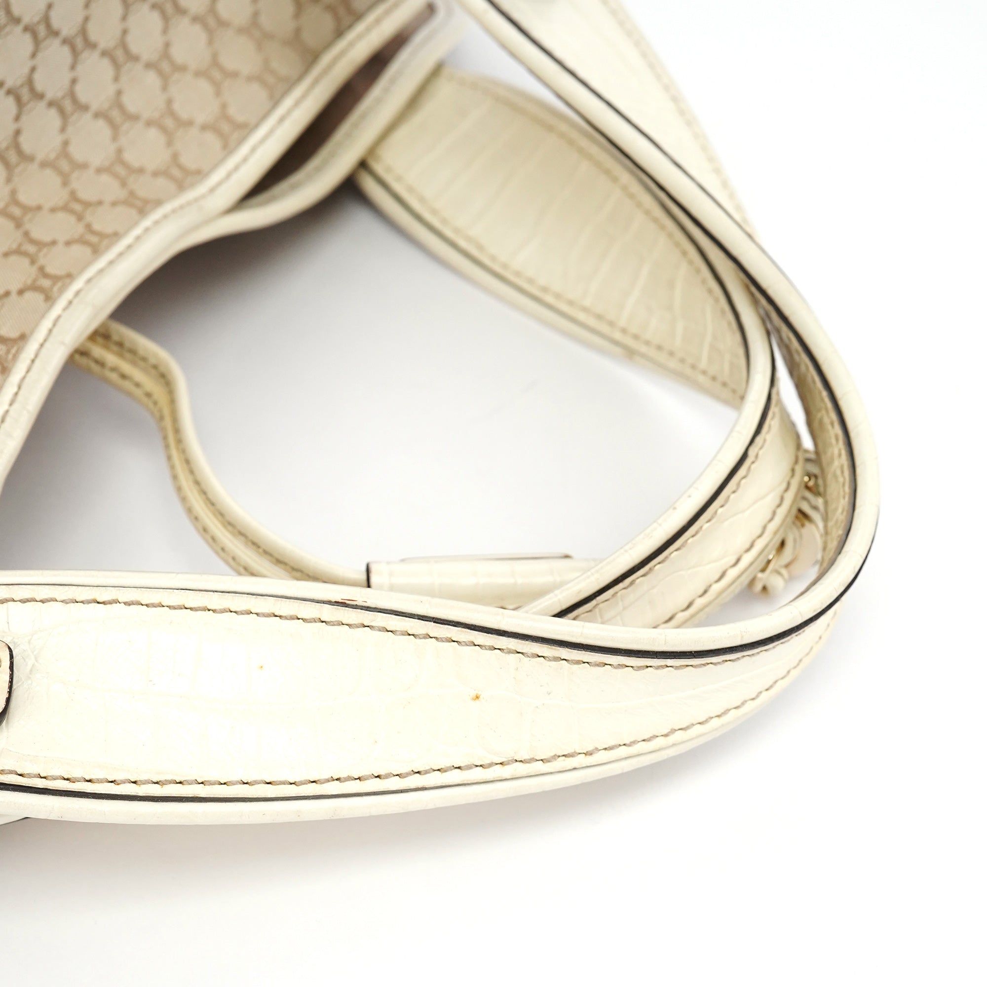 Celine Sac porté épaule Bittersweet en toile et cuir ivoire