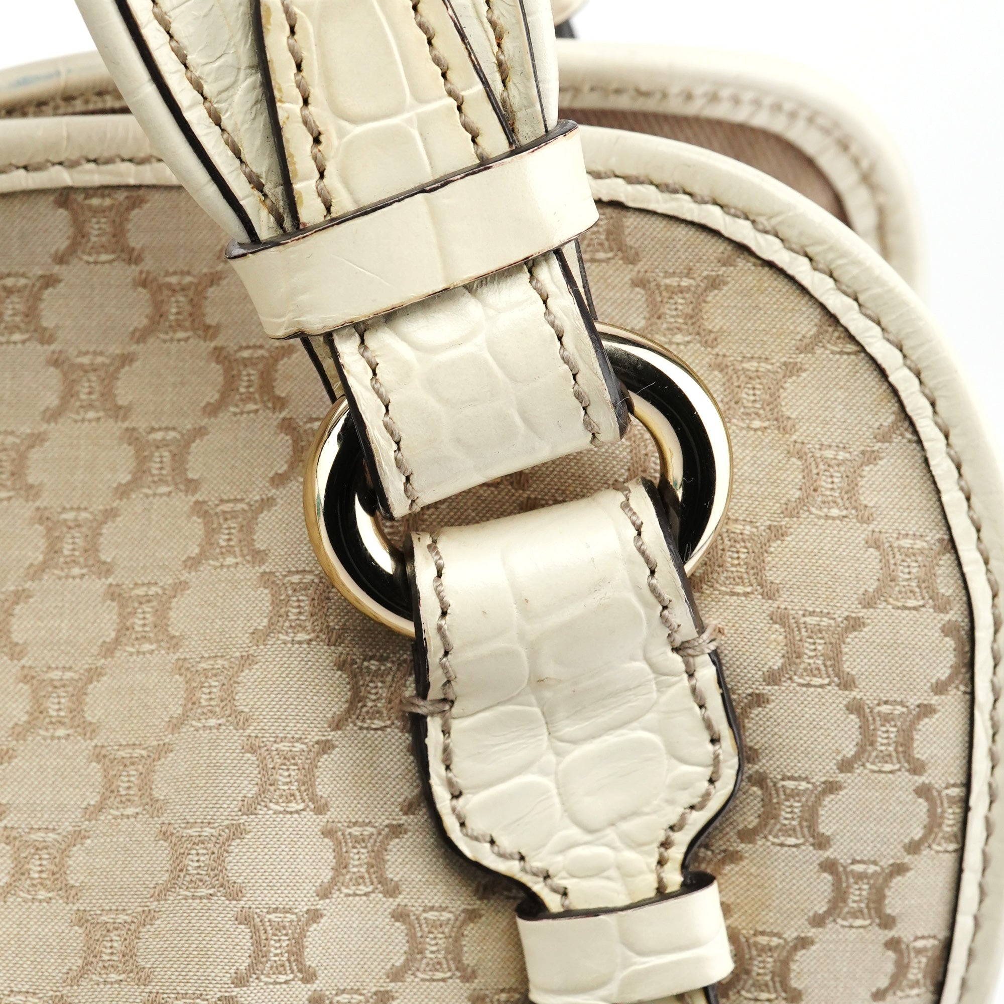 Celine Sac porté épaule Bittersweet en toile et cuir ivoire