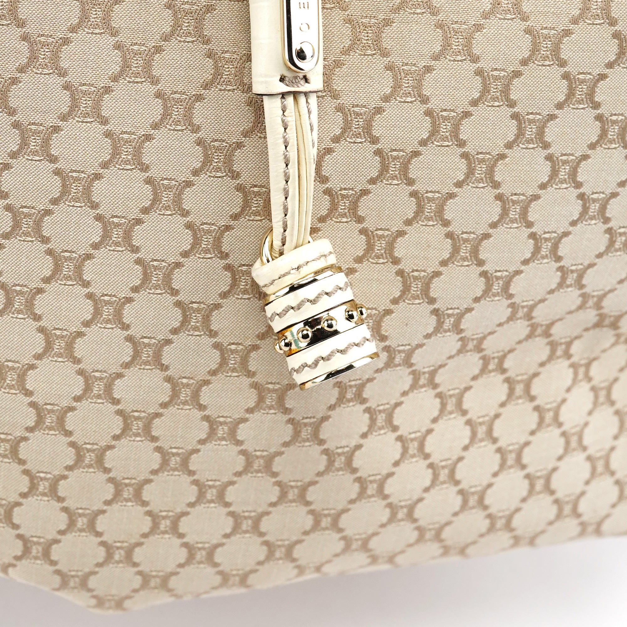 Celine Sac porté épaule Bittersweet en toile et cuir ivoire