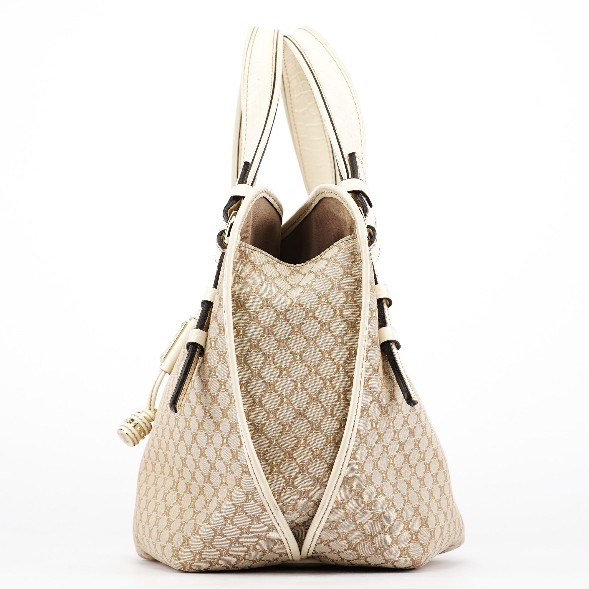 Celine Sac porté épaule Bittersweet en toile et cuir ivoire