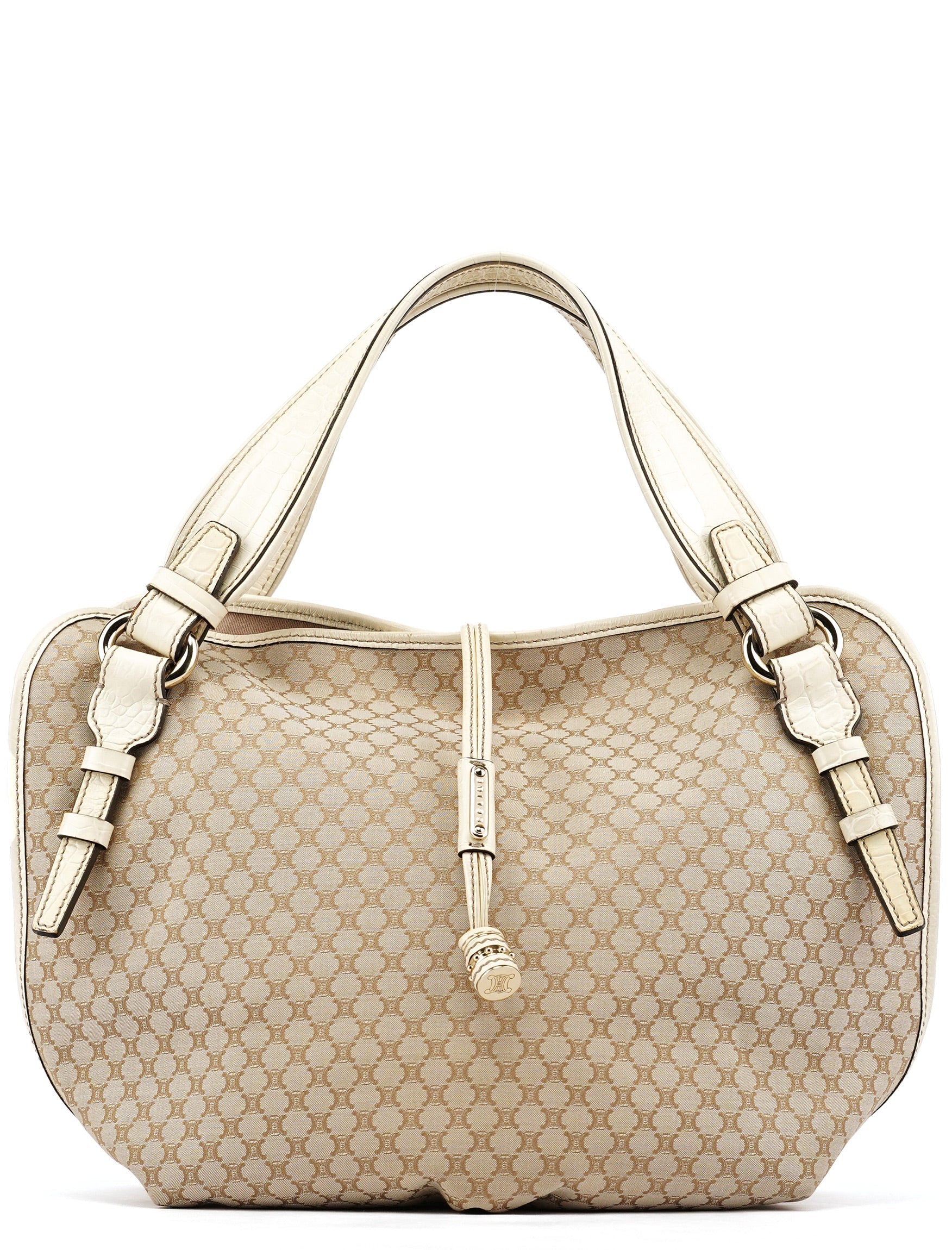Celine Sac porté épaule Bittersweet en toile et cuir ivoire