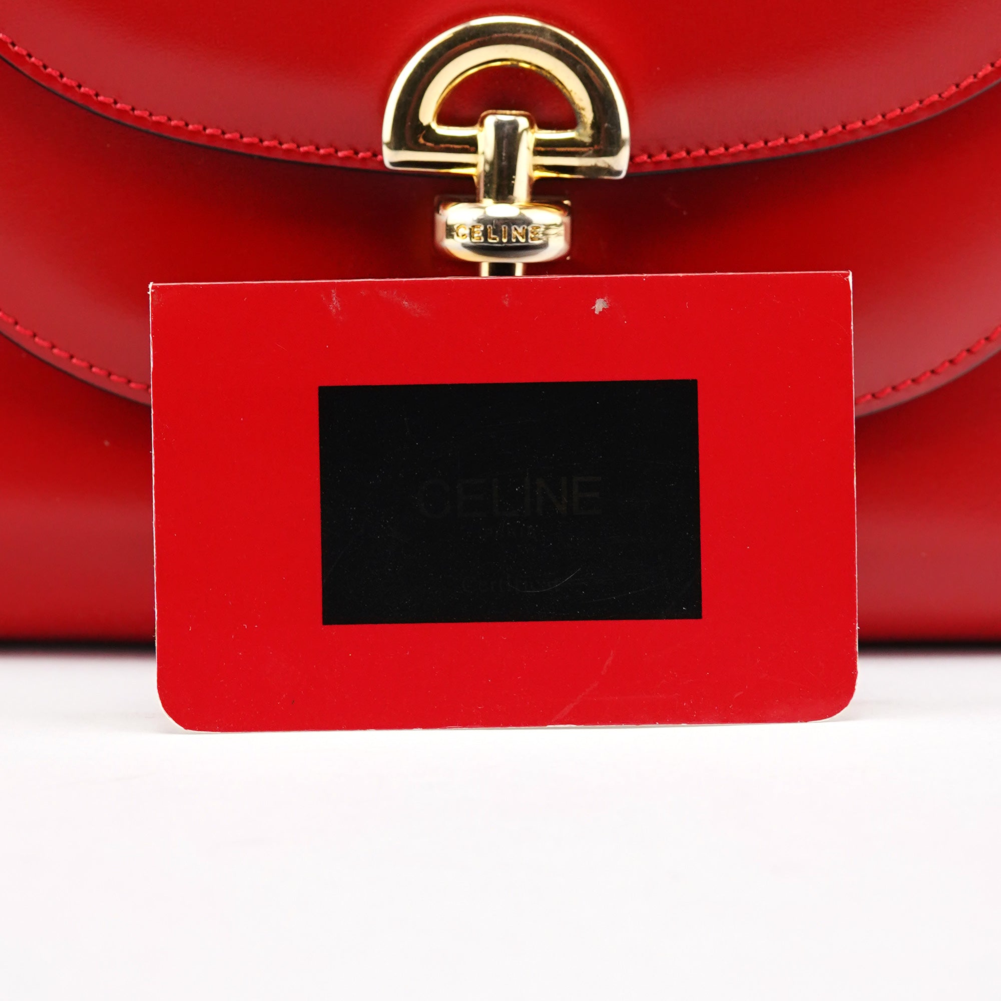 Celine Large Red Leather Shoulder Bag