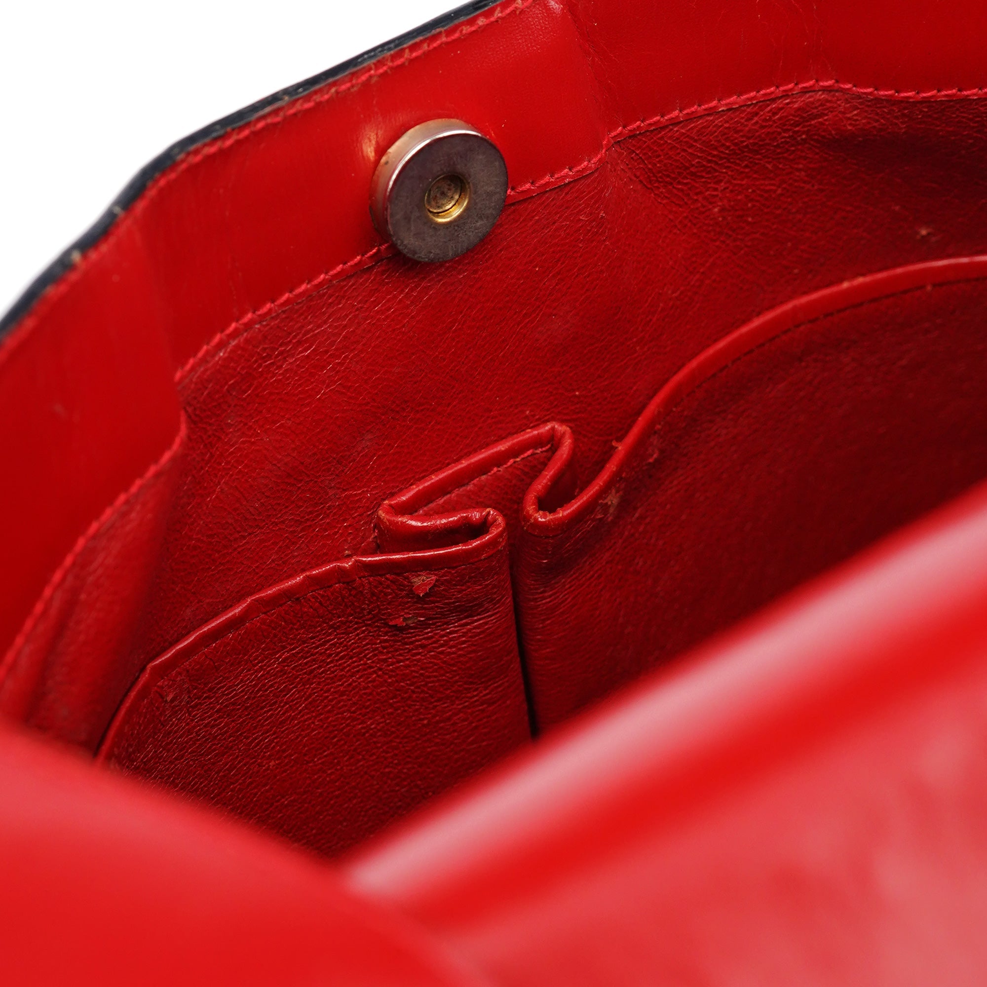 Celine Large Red Leather Shoulder Bag