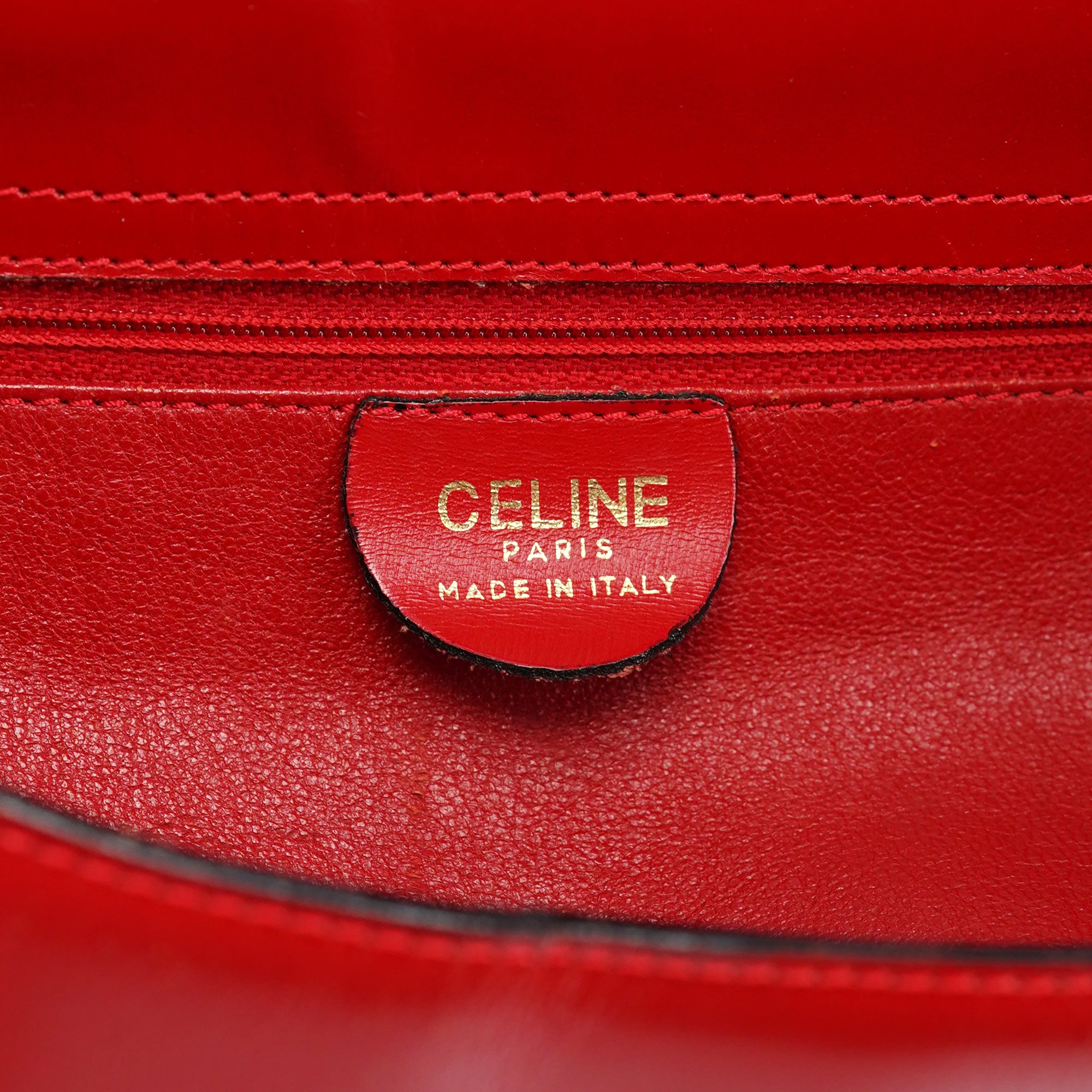 Celine Large Red Leather Shoulder Bag