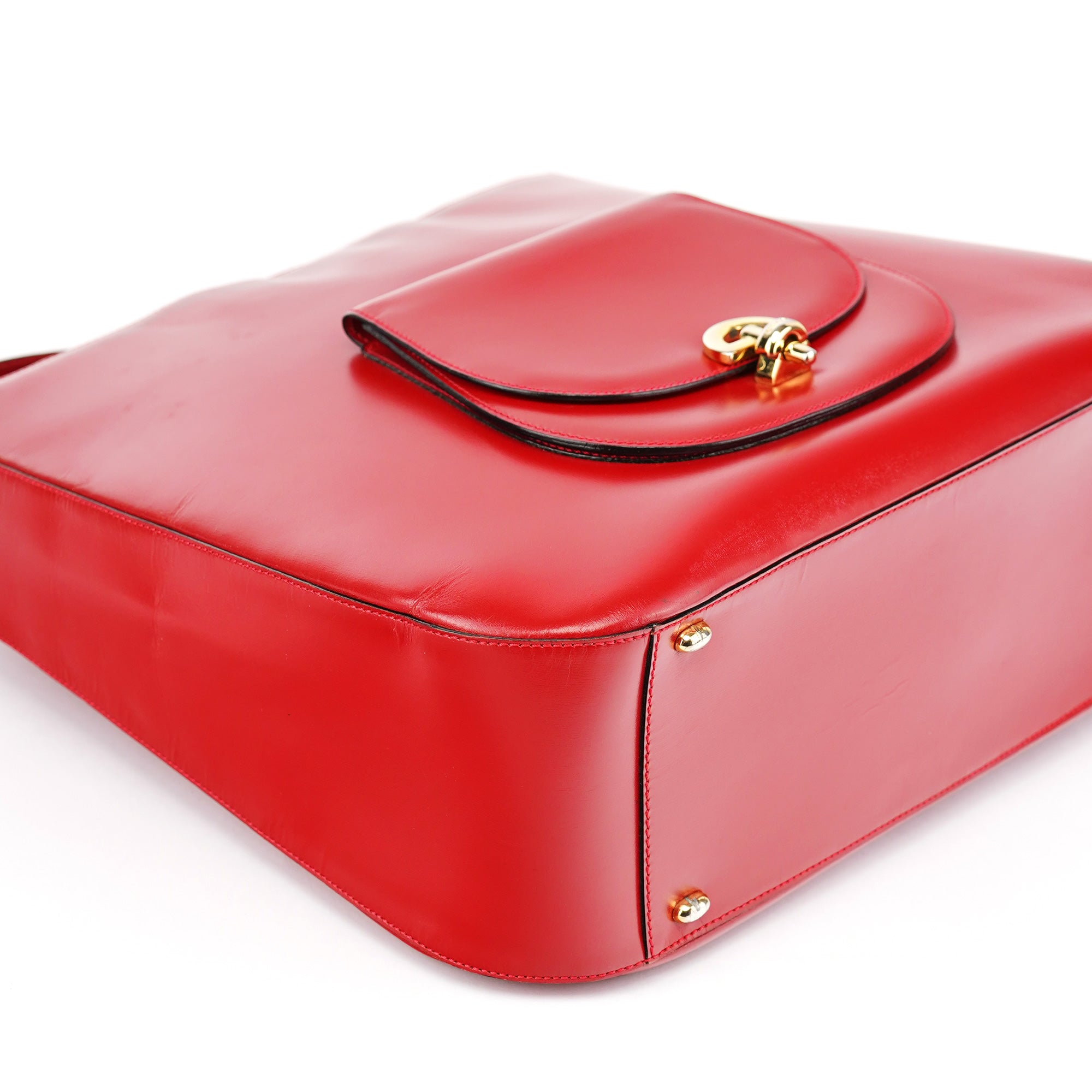 Celine Large Red Leather Shoulder Bag