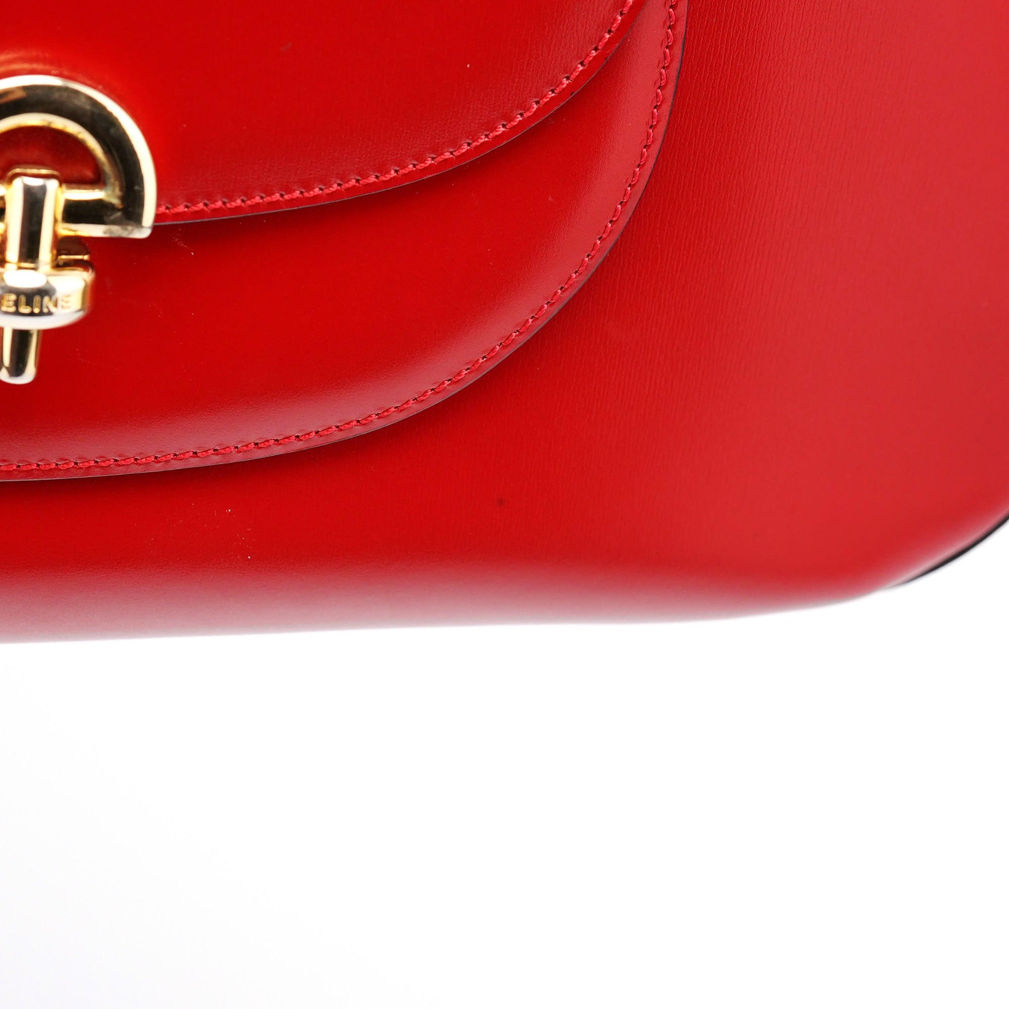 Celine Large Red Leather Shoulder Bag