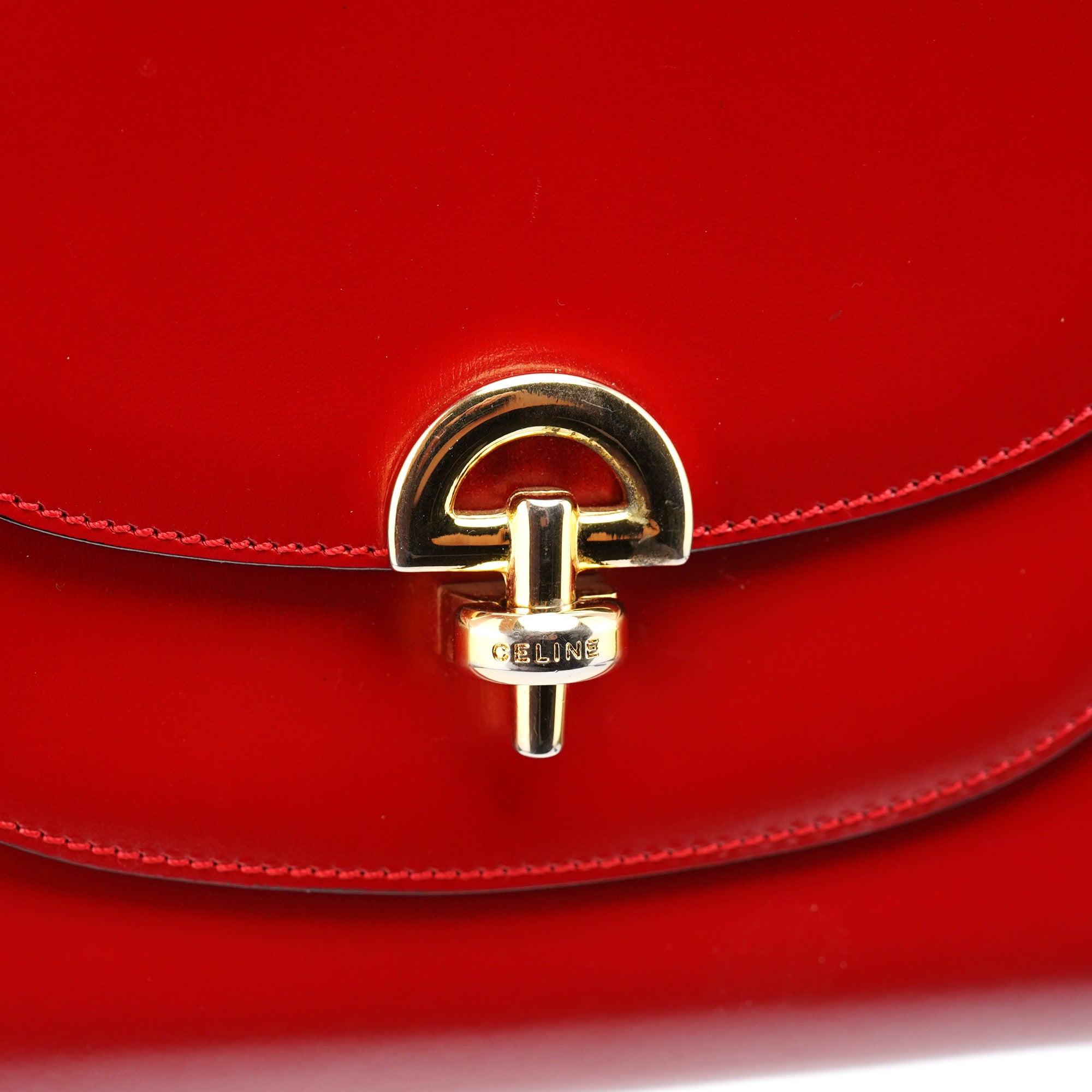 Celine Large Red Leather Shoulder Bag