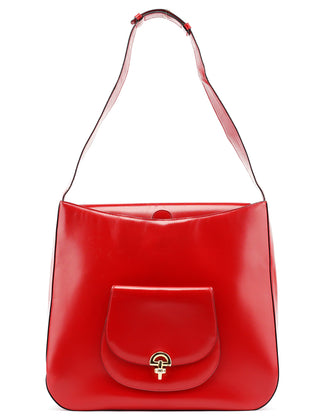 Celine Large Red Leather Shoulder Bag