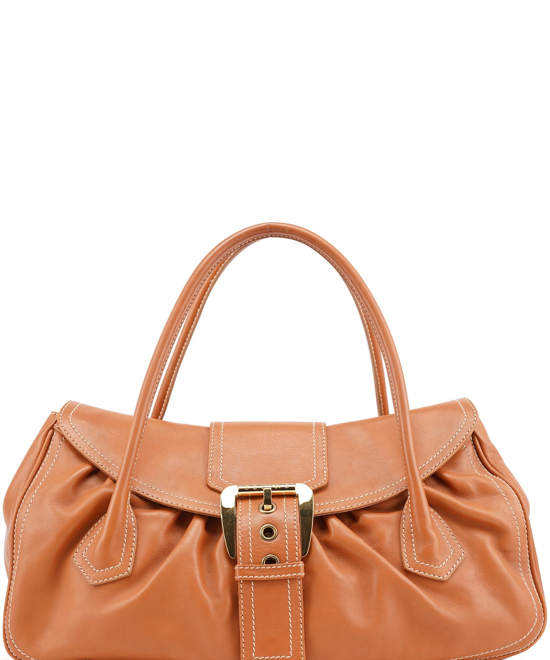 Celine Borsa tote Belt in pelle marrone chiaro
