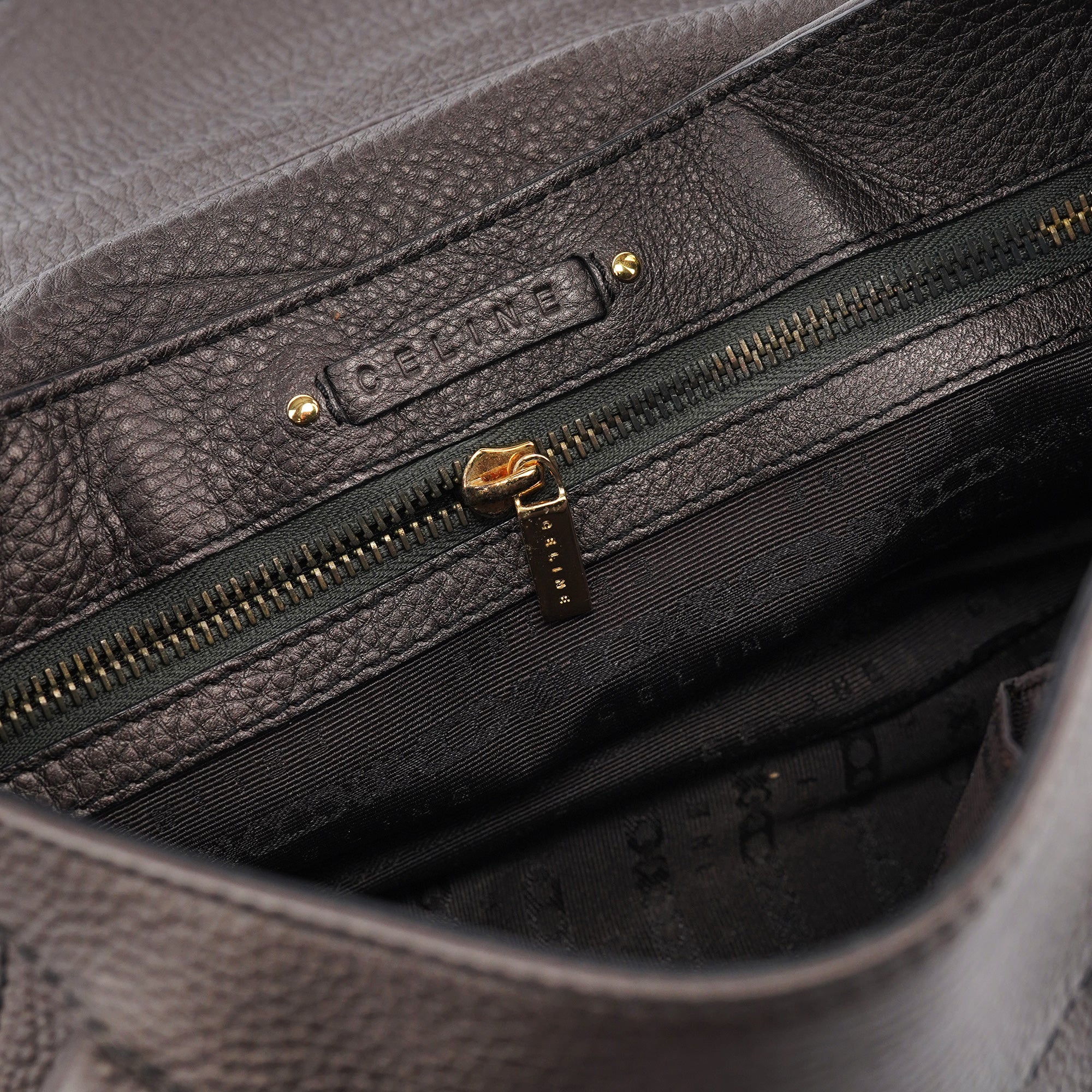 Celine Metallic Brown Leather Belt Shoulder Bag