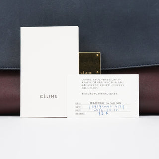 Celine Navy Burgundy Leather Trapeze 2-Way Bag