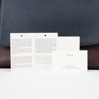 Celine Navy Burgundy Leather Trapeze 2-Way Bag