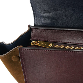 Celine Navy Burgundy Leather Trapeze 2-Way Bag