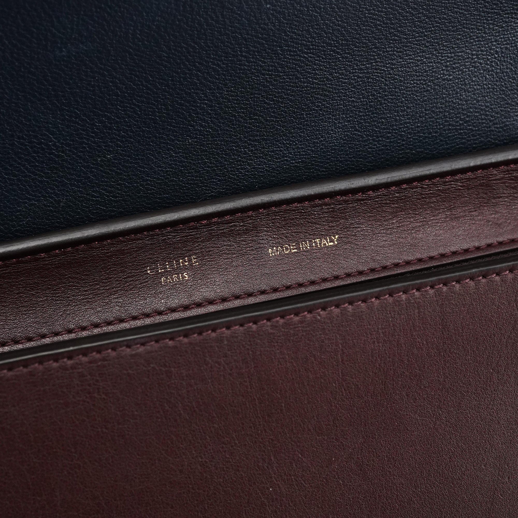 Celine Navy Burgundy Leather Trapeze 2-Way Bag