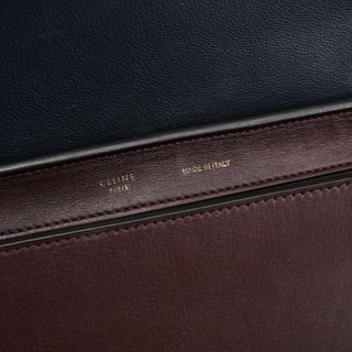 Celine Navy Burgundy Leather Trapeze 2-Way Bag