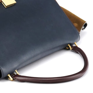 Celine Navy Burgundy Leather Trapeze 2-Way Bag