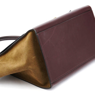 Celine Navy Burgundy Leather Trapeze 2-Way Bag